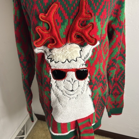 Holiday Time Ugly Sweater Llama with sunglasses scarf and tail Men's Size M - Picture 2 of 10